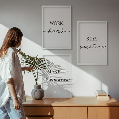 Three-piece wall art piece Minimalist motivational inscriptions