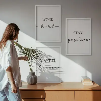 Three-piece minimalist motivational wall art set of inspirational inscriptions