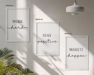 Three-piece minimalist motivational wall art set of inspirational inscriptions