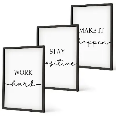 Three-piece minimalist motivational wall art set of inspirational inscriptions