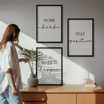 Three-piece wall art piece Minimalist motivational inscriptions