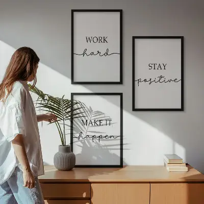Three-piece minimalist motivational wall art set of inspirational inscriptions