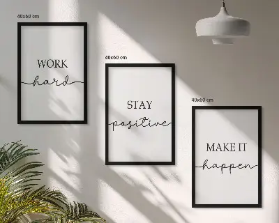 Three-piece minimalist motivational wall art set of inspirational inscriptions