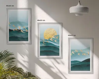 Abstract sunset landscape wall art set 