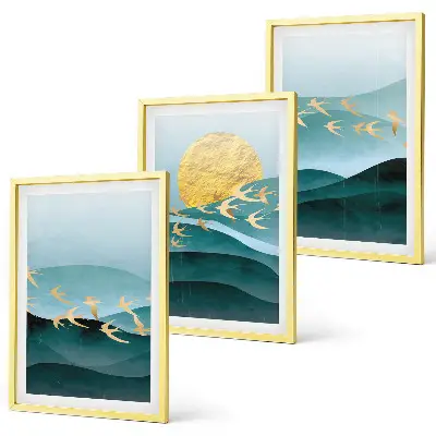 Abstract sunset landscape wall art set 
