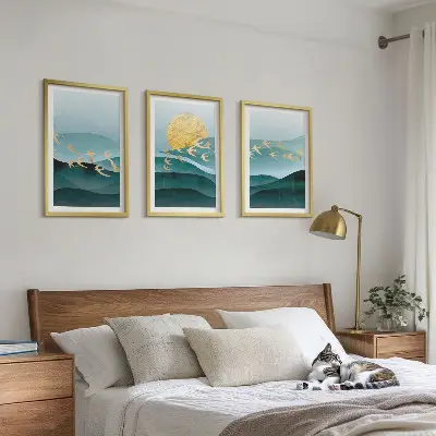 Abstract sunset landscape wall art set 