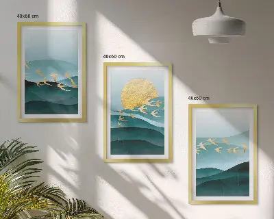 Abstract sunset landscape wall art set 