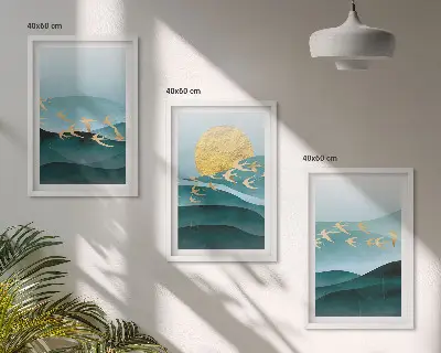 Abstract sunset landscape wall art set 