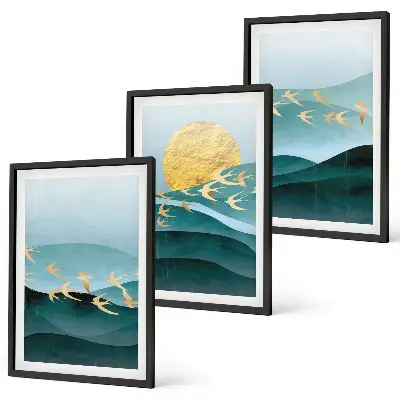 Abstract sunset landscape wall art set 