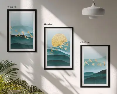 Abstract sunset landscape wall art set 