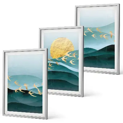 Abstract sunset landscape wall art set 