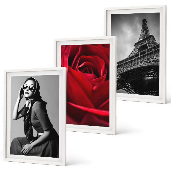 Wall art set Parisian lady with Eiffel glasses