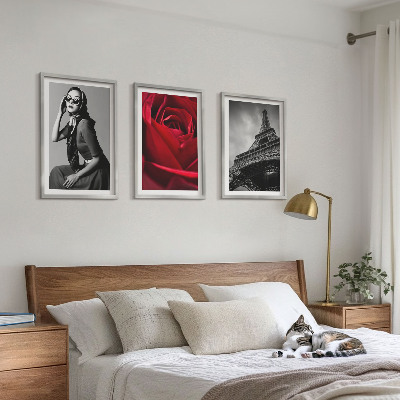 Wall art set Parisian lady with Eiffel glasses