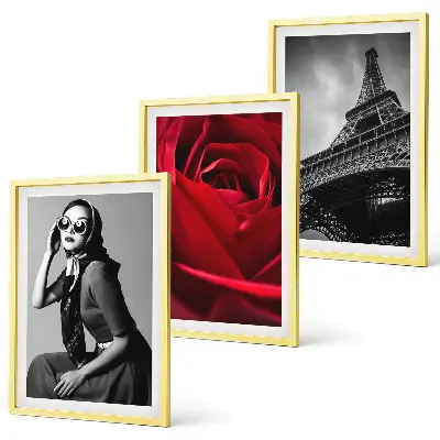 Wall art set Parisian lady with Eiffel Tower glasses