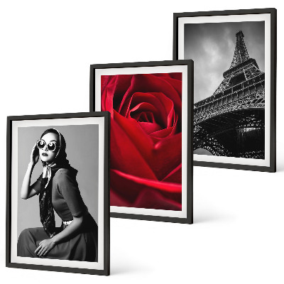 Wall art set Parisian lady with Eiffel glasses