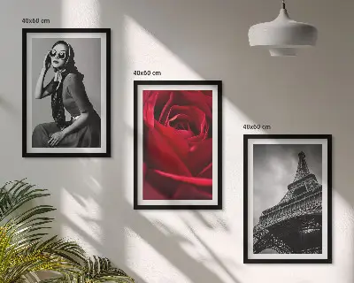Wall art set Parisian lady with Eiffel Tower glasses