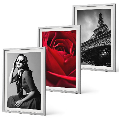 Wall art set Parisian lady with Eiffel glasses