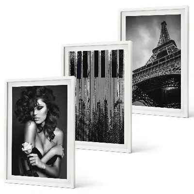 Portrait of a Woman with an Eiffel Rose three-piece wall art set