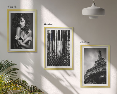Three-piece wall art piece Portrait of a Woman with an Eiffel Rose