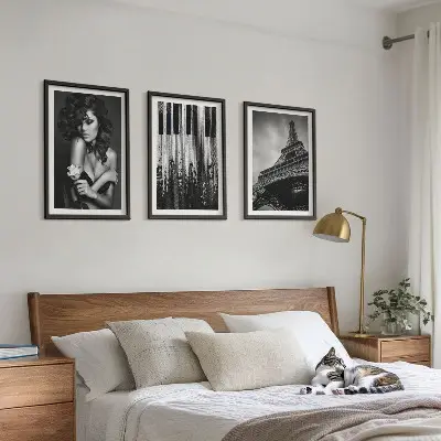 Portrait of a Woman with an Eiffel Rose three-piece wall art set