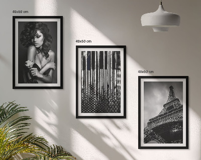 Three-piece wall art piece Portrait of a Woman with an Eiffel Rose