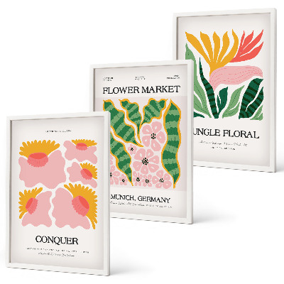 Wall art set Flowers leaves modern posters