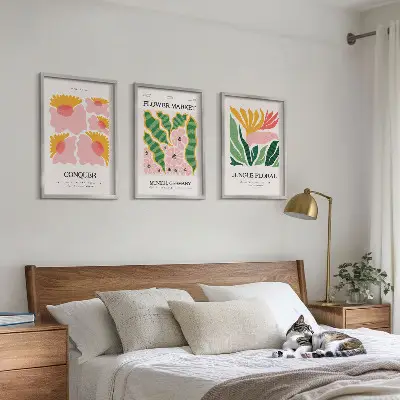 Modern floral wall art set leaves posters
