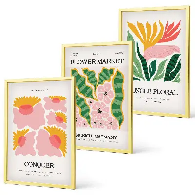 Modern floral wall art set leaves posters