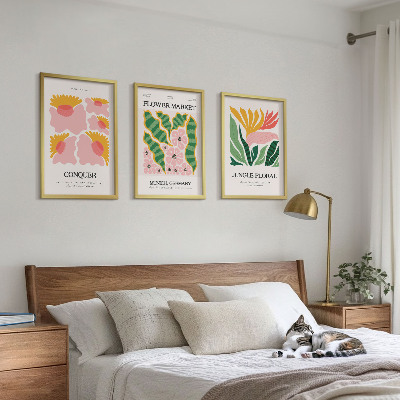 Wall art set Flowers leaves modern posters