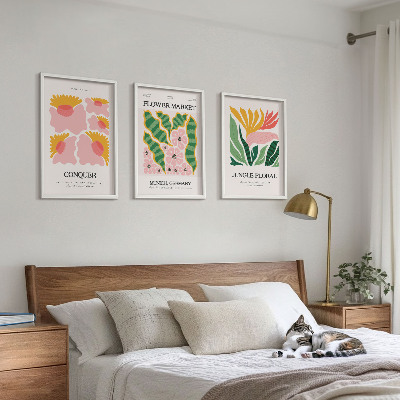 Wall art set Flowers leaves modern posters