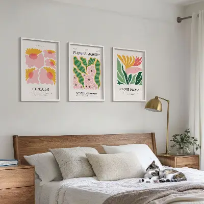 Modern floral wall art set leaves posters