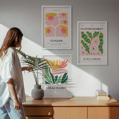 Wall art set Flowers leaves modern posters