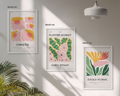 Wall art set Flowers leaves modern posters