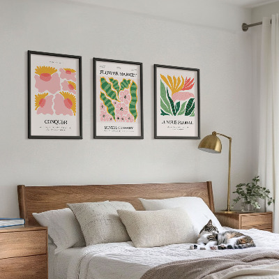 Wall art set Flowers leaves modern posters
