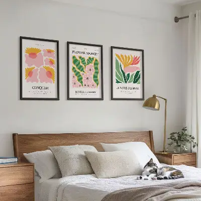 Modern floral wall art set leaves posters