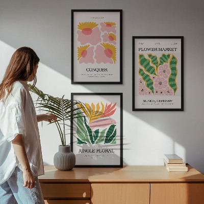 Wall art set Flowers leaves modern posters