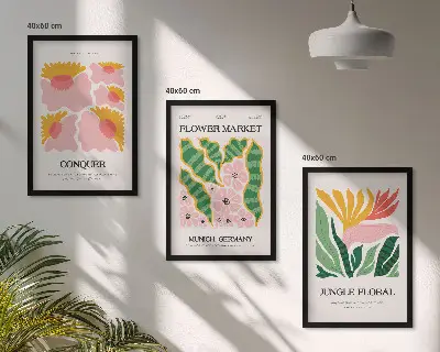 Modern floral wall art set leaves posters