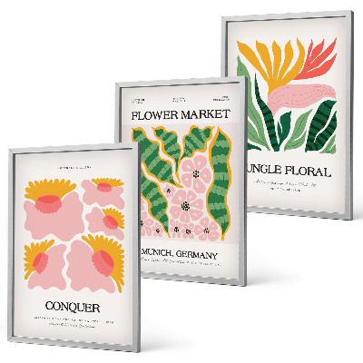 Wall art set Flowers leaves modern posters