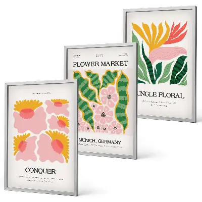 Modern floral wall art set leaves posters