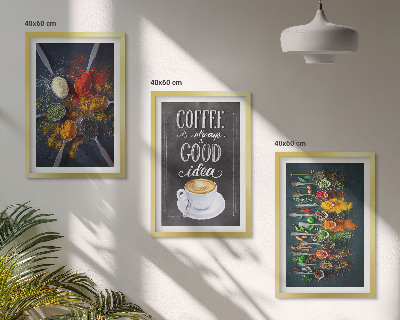 Three-piece wall art piece Spices, coffee, herbs, patterns