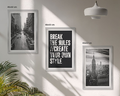 Set of 3 framed wall art pieces City streets black and white inspiration