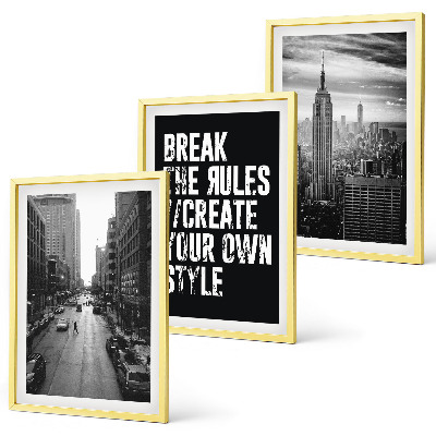 Set of 3 framed wall art pieces City streets black and white inspiration