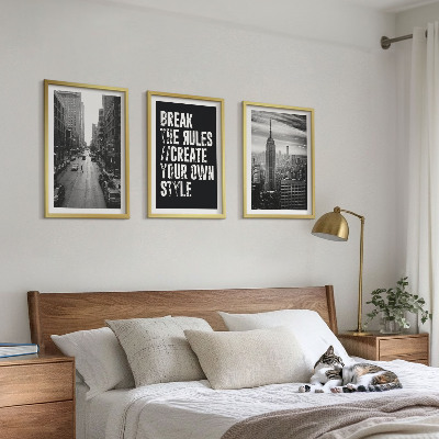 Set of 3 framed wall art pieces City streets black and white inspiration