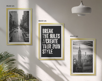 Set of 3 framed wall art pieces City streets black and white inspiration
