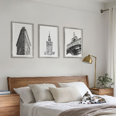 Wall art set Architectural black and white buildings