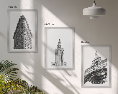 Wall art set Architectural black and white buildings