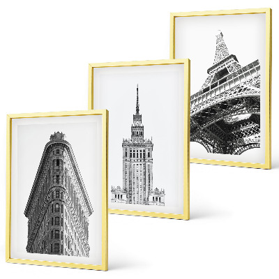 Wall art set Architectural black and white buildings