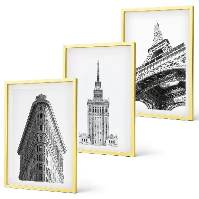 Architectural wall art set black and white buildings