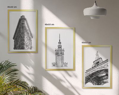 Wall art set Architectural black and white buildings