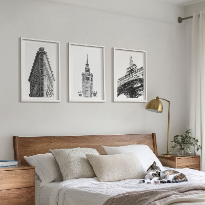 Wall art set Architectural black and white buildings